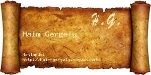 Haim Gergely névjegykártya